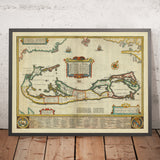 Mappa antica delle Bermuda di Speed, 1627: Hamilton, St. George's, Great Sound, Tribù, Rosa dei Venti 
