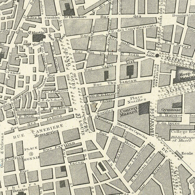 Carte ancienne de Marseille, 1870 : Vieux-Port, Fort Saint-Jean, Fort Saint-Nicolas, Palais Longchamp, Parc Borély