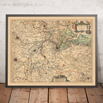 Vecchia mappa di Mechelen e del ducato di Aarschot di Visscher, 1690: Anversa, Bruxelles, Lovanio, Mechelen, Sint-Niklaas 