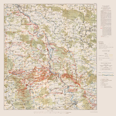 Ancienne carte militaire de l'offensive Meuse-Argonne par Pershing, 1918 : Verdun, Montfaucon, Sedan, Romagne, Cunel