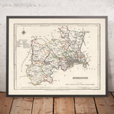 Old Map of Middlesex by Samuel Lewis, 1844: London, Westminster, Kensington, Chelsea, Richmond