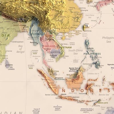 Límites políticos del mapa del Viejo Mundo, 2023: CIA, proyección Robinson, capitales y ciudades principales