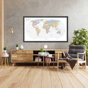 Moderne Weltkarte: Politische Grenzen, Robinson-Projektion, Hauptstädte und große Städte 