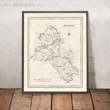 Mappa antica della Contea di Monaghan di Samuel Lewis, 1844: Castleblayney, Clones, Ballybay, Carrickmacross, Glaslough 