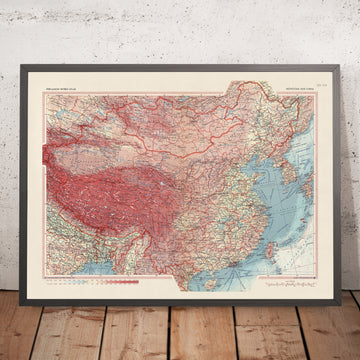 Vecchia mappa della Mongolia e della Cina, 1967: Corea, Taiwan, Atlante politico e fisico dettagliato 