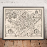 Alte Karte von Monmouthshire von Speed, 1610: Monmouth, Abergavenny, Chepstow, Newport, Usk 