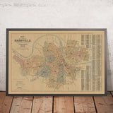 Alte Karte von Nashville von Hopkins, 1908: Cumberland River, State Capitol, Vanderbilt, Centennial Park, Ryman Auditorium 
