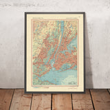 Alte Karte von New York City, 1967: Manhattan, Brooklyn, Die Bronx, Newark, Jersey City 