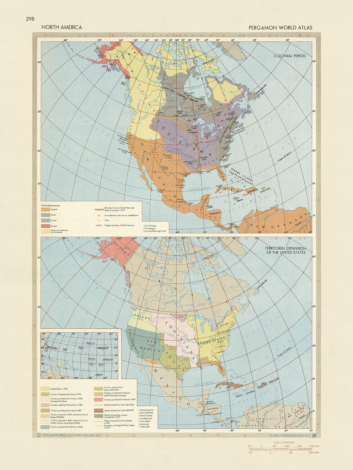 Americanization Map Old Infographic Map of North American Colonial Era & Expansion, 1967 ...