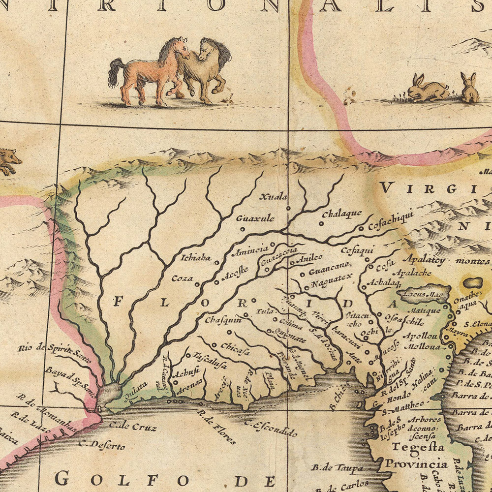 Old Map of North America by Visscher, 1690: Central America, Caribbean ...