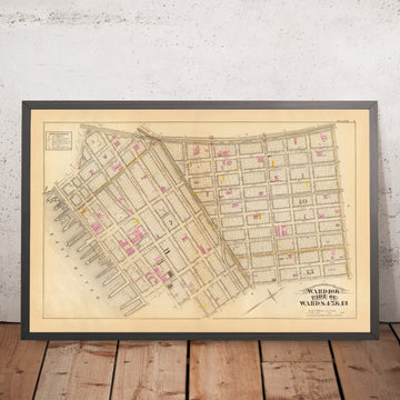 Mappa antica del Lower East Side, Manhattan di Bromley, 1879: James, Market, Pike, Rutgers Slip, Chatham Square 