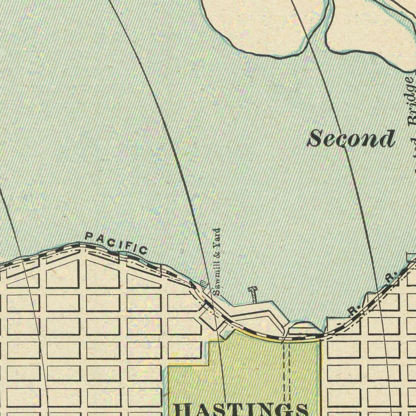 Alter Stadtplan von Vancouver von Cram, 1895: Stanley Park, Hastings Park, False Creek, Burrard Inlet, English Bay 