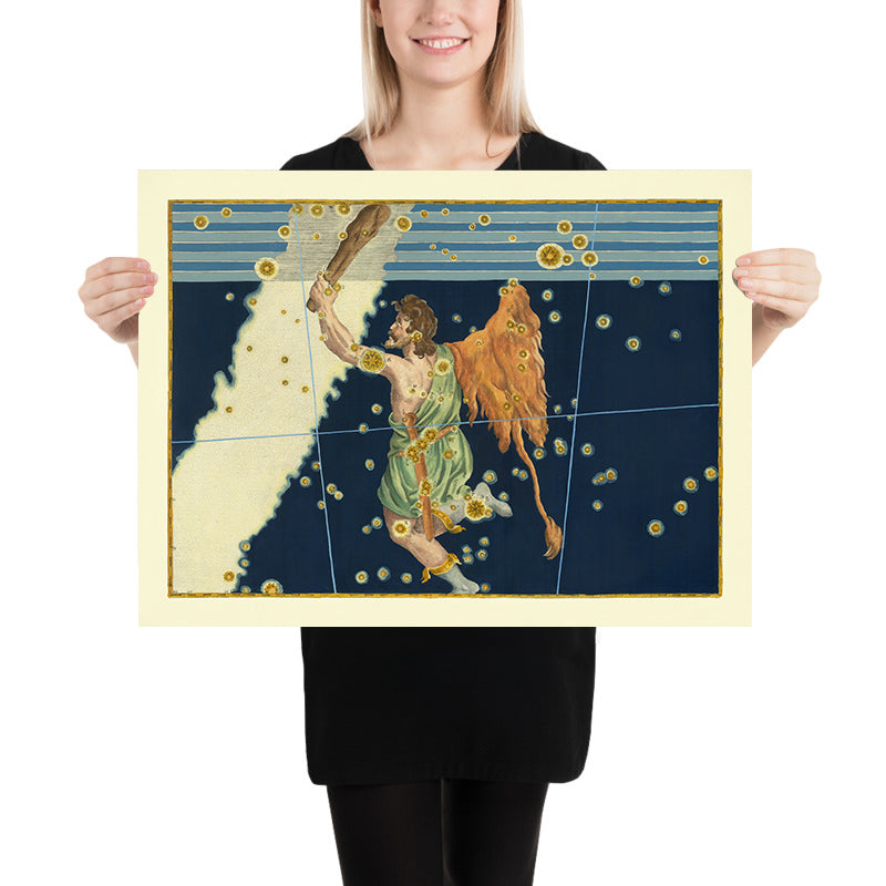 Antica Mappa Stellare di Orione di Johann Bayer, 1603 - Carta delle Costellazioni Celesti 