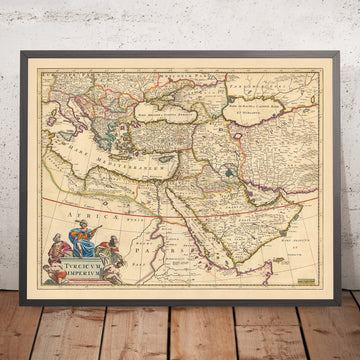 Alte Karte des Osmanischen Reiches von Visscher, 1690: Naher Osten, Südeuropa, Nordostafrika, Mittelmeer, Rotes Meer 