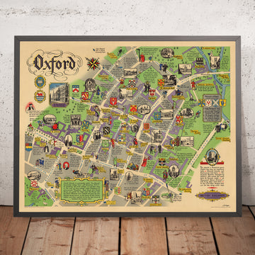 Old Map of Oxford by Sayer, 1949: University of Oxford, St. John&