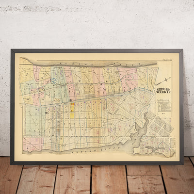 Mapa antiguo de la ciudad de Nueva York de Bromley, 1879: Harlem, Fort Washington, Fort George, río Hudson, río Harlem