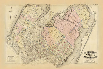 Ancienne carte de New York par Bromley, 1879 : ruisseau Spuyten Duyvil, rivière Harlem, Broadway, Kingsbridge Ave, University Ave