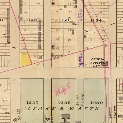 Ancienne carte de la ville de New York par Bromley, 1879 : Morningside Heights, Riverside Park, Morningside Park, orphelinat de Leake & Watts, asile d'aliénés de Bloomingdale