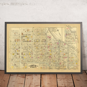 Mapa antiguo de Harlem, NYC por Bromley, 1879: Parque Mount Morris, Río Harlem, Avenidas 1-7 