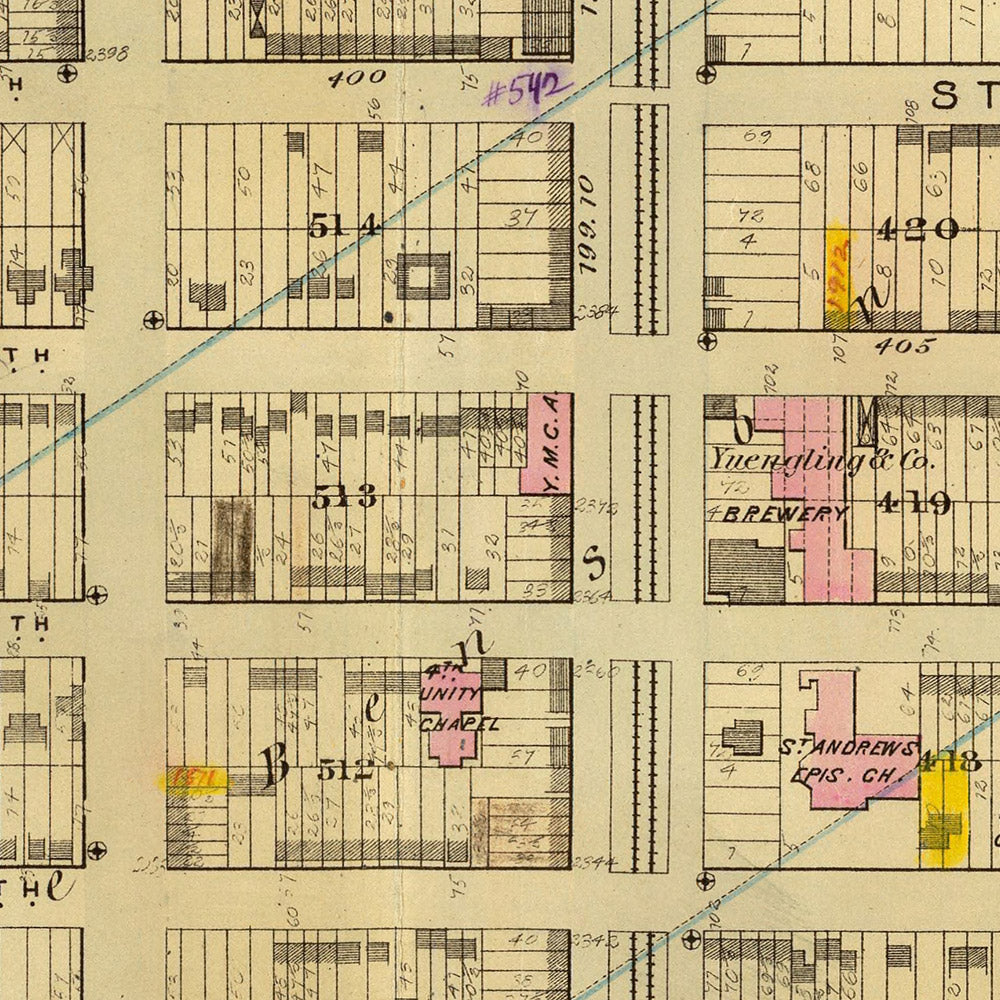 Alte Karte von New York City von Bromley, 1879: Mount Morris Park, Harlem River, 1.-7. Avenue