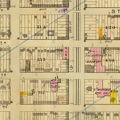 Ancienne carte de New York par Bromley, 1879 : Mount Morris Park, Harlem River, 1st-7th Avenues