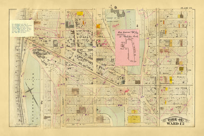 Alte Karte von New York City von Bromley, 1879: Riverside Park, Convent, Broadway, Eisenbahnen, Amsterdam Ave