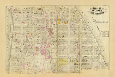 Old Map of Harlem, NYC by Bromley, 1879: Ward 12, West 130 to West 151 St, Hudson River, Harlem River, Broadway, Parks