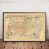 Mapa antiguo de Harlem, NYC por Bromley, 1879: Río Hudson, Río Harlem, Puente Alto, Fort Washington, Parque Audubon 