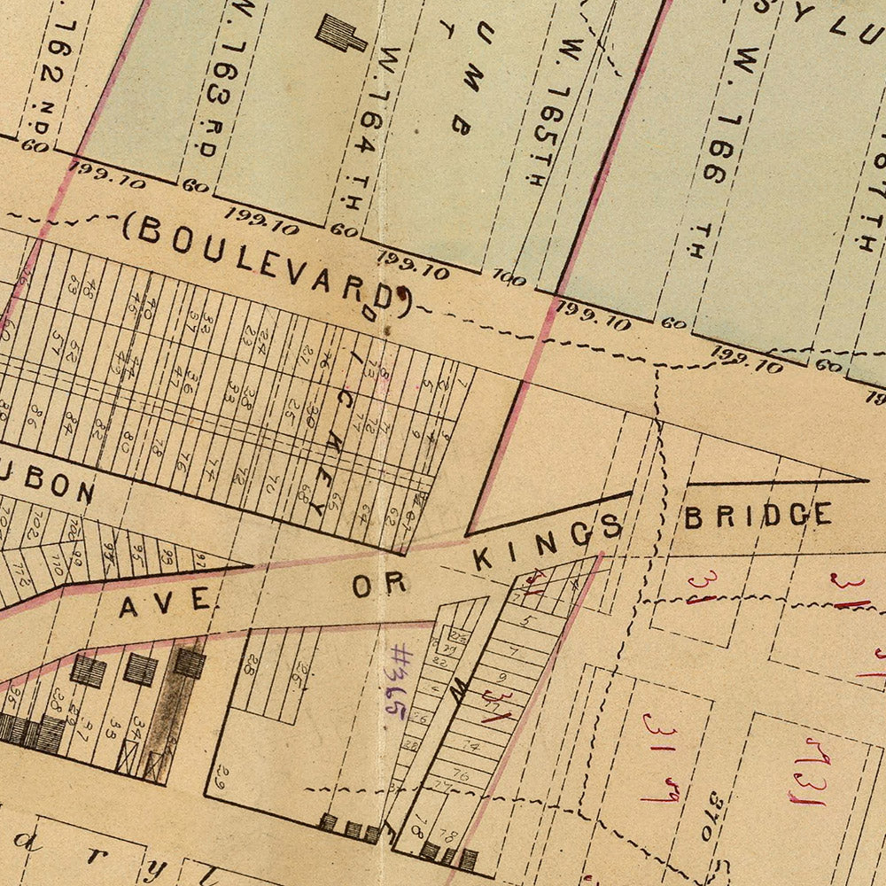 Alte Karte von New York City von Bromley, 1879: Hudson River, Harlem River, High Bridge, Fort Washington, Audubon Park