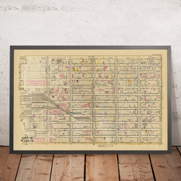 Mapa antiguo del distrito 20, Nueva York, 1879: Garment District, New York Central y Hudson River Freight Yard, Manhattan Market, Acuario de Nueva York