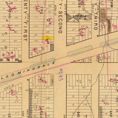 Alte Karte von Upper West Side, NYC, 1879: Central Park, Riverside Park, Broadway, Ward 22