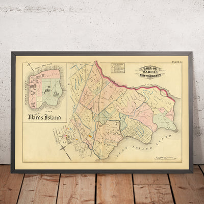 Mapa antiguo de la ciudad de Nueva York de Bromley, 1879: Isla Wards, Hell Gate, Spoffords Point, Barrettos Point, East River