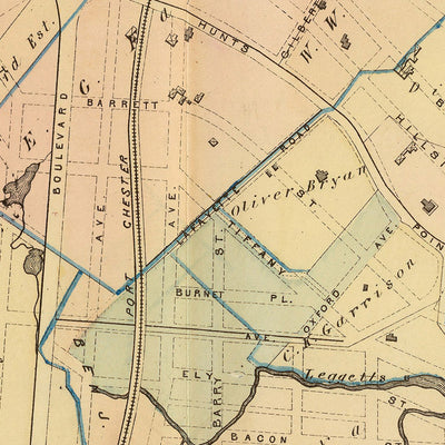 Mapa antiguo de la ciudad de Nueva York de Bromley, 1879: Isla Wards, Hell Gate, Spoffords Point, Barrettos Point, East River