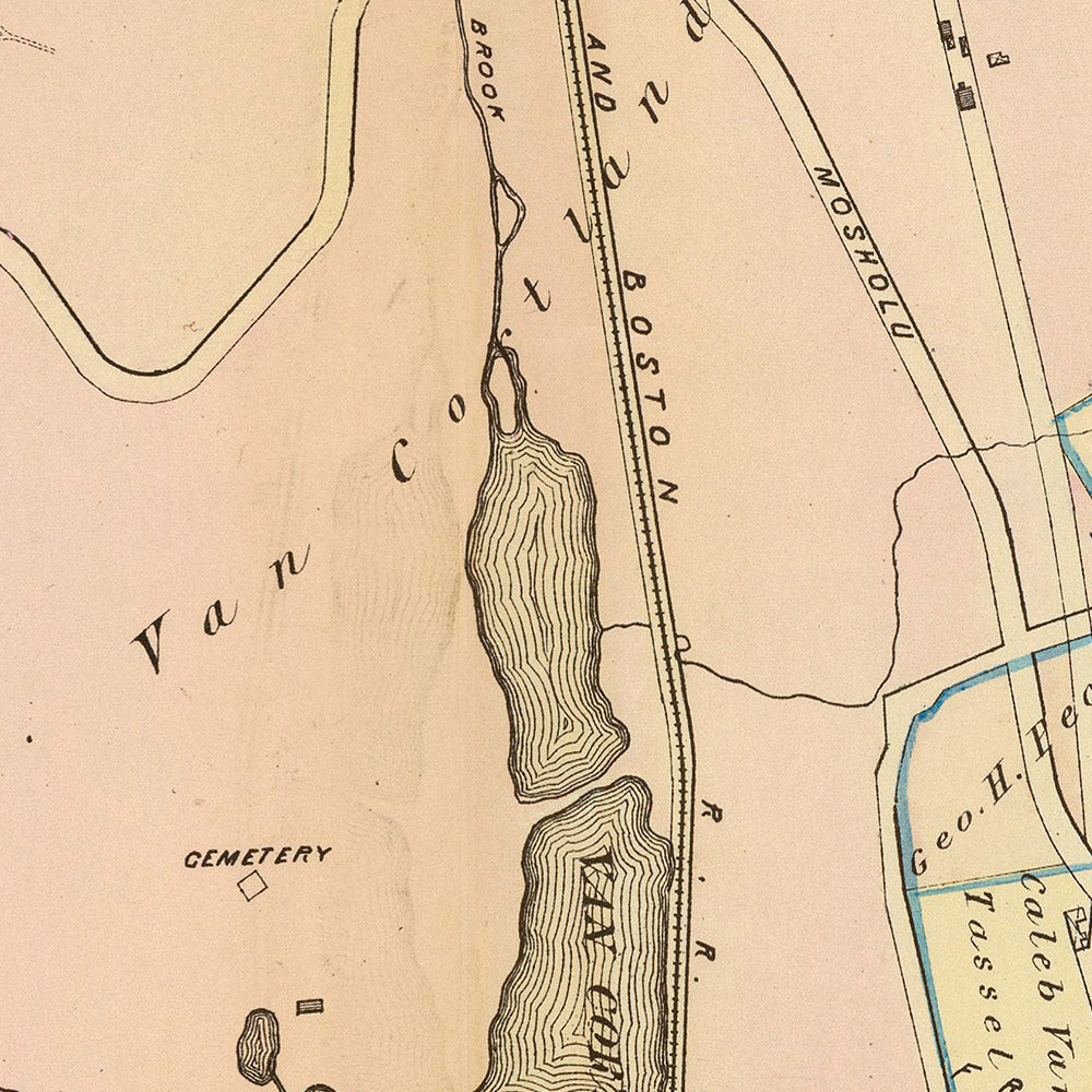 Ancienne carte de la ville de New York par Bromley, 1879 : cimetière de Woodlawn, lac Van Cortlandt, mont Saint-Vincent