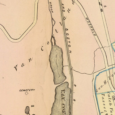 Ancienne carte de la ville de New York par Bromley, 1879 : cimetière de Woodlawn, lac Van Cortlandt, mont Saint-Vincent