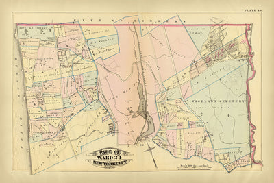 Alte Karte von New York City von Bromley, 1879: Woodlawn Cemetery, Van Cortlandt Lake, Mount St. Vincent