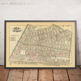 Alte Karte des West Village, NYC, 1879: Bleecker, 9th 10th Ave, Abingdon Square und Jackson Square 