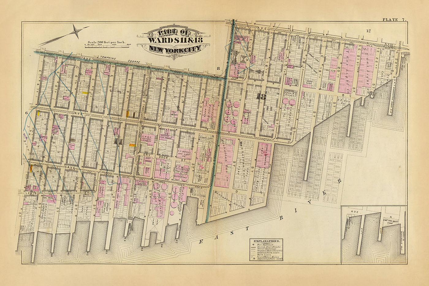 Alte Karte der Lower East Side, New York City, 1879: Bromleys detaillierte Bezirke 11 und 18