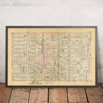 Mapa antiguo de Midtown, Nueva York por Bromley, 1879: Grand Central Terminal, Reservoir Square, West 38th hasta West 50th Street