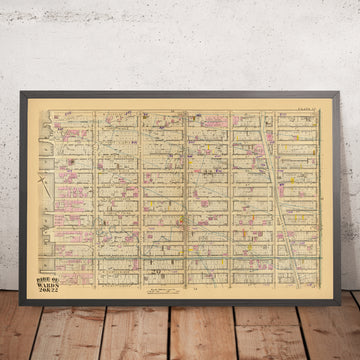 Old Map of Theater District, New York City, 1879: Times Square, Ferry to Weehawken, 42nd Street Station, West 38-50th St, Broadway