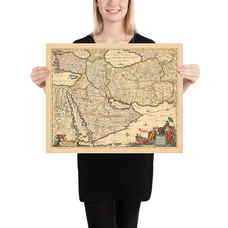 Old Map of Persia, Anatolia, Armenia, and Arabia by Visscher, 1690: Middle East, Amman, Tehran, Riyadh, King Salman Reserve