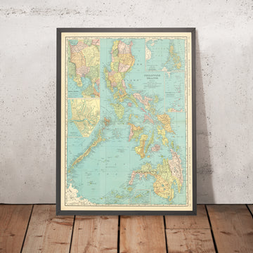 Old Map of Philippines by Rand McNally, 1904: Manila, Luzon, Samar, Cebu, and Mindanao