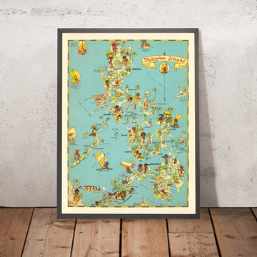 Mappa antica delle Filippine di Ruth Taylor White, 1935: Manila, Luzon, Samar, Mindanao e l&