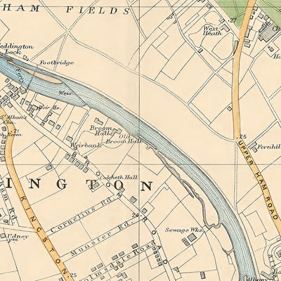 Old Map of Southwest London, 1900: Bushy Park, Richmond Park, Ham Common, Kingston, Twickenham