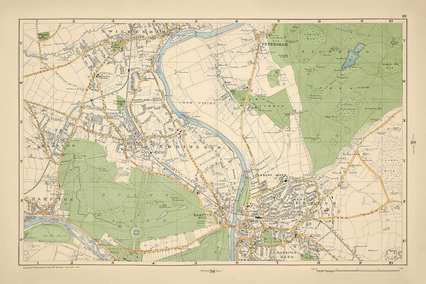 Old Map of Southwest London, 1900: Bushy Park, Richmond Park, Ham Common, Kingston, Twickenham