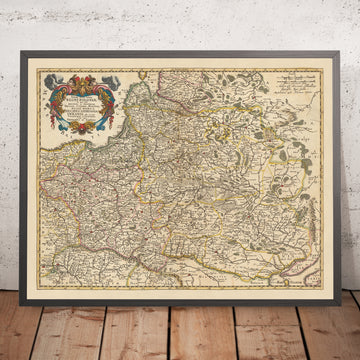 Mappa antica della Polonia di Visscher, 1690: Varsavia, Vilnius, Minsk, Vienna, Kiev 