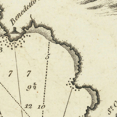 Old Porto-Vecchio Nautical Chart by Heather, 1802: Battle of Îles Sanguinaires, La Sémillante Wreck, Lavezzi Lighthouse