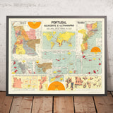 Carte du vieux monde de l'Empire portugais par Manuel Barreira, 1961 : Mozambique colonial, Açores, Angola, Cap-Vert, Macao, Inde