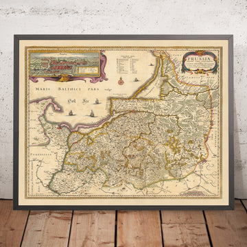 Old Map of Prussia by Visscher, 1690: Gdańsk, Elbląg, Klaipėda, Kaliningrad, Brodnicki Park Krajobrazowy