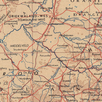 Mapa antiguo de Sudáfrica, 1967: Johannesburgo, Ciudad del Cabo, Parque Nacional Kruger, Montañas Drakensberg, Masacre de Sharpeville